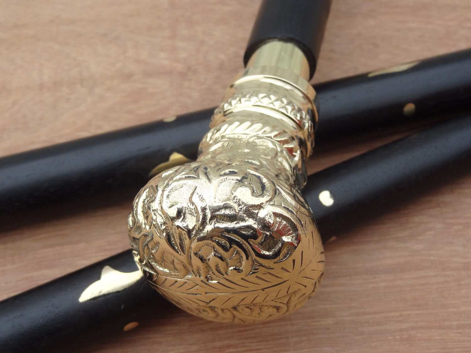 Vintage Nautical Solid Brass Designer Handle Wooden Walking Stick