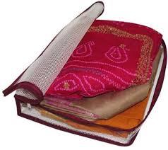 Saree Bag - Non-woven Fabric, Variable Size, Off-white | Durable, Lightweight, Checked Pattern, Full Protection