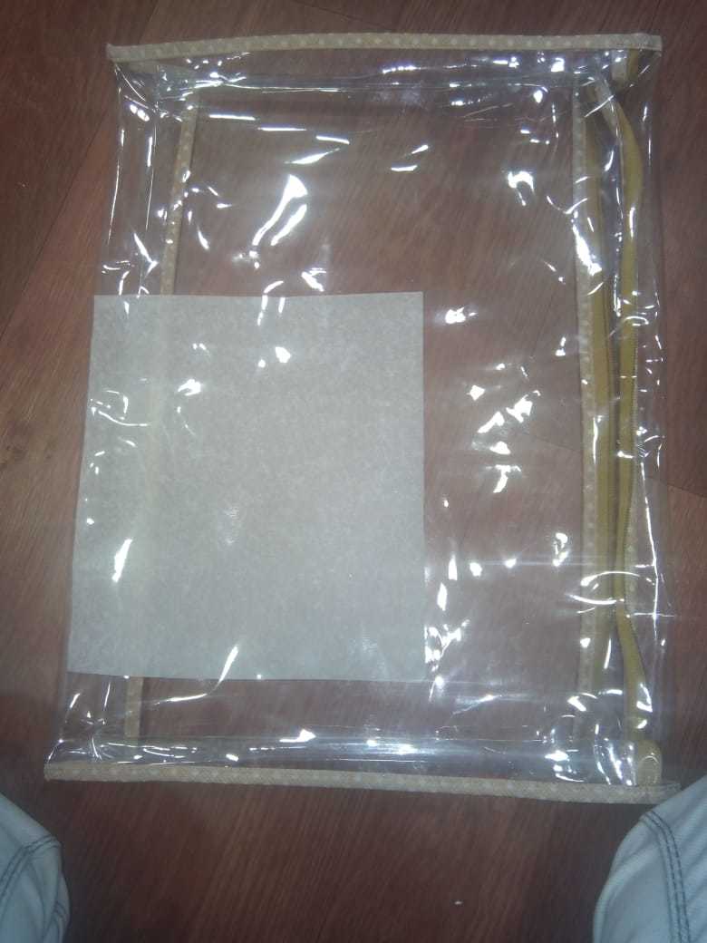 Saree Bag - Non-woven Fabric, Variable Size, Off-white | Durable, Lightweight, Checked Pattern, Full Protection