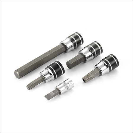 Bit Socket - Chrome Vanadium Steel, 1/4", 3/8", 1/2" Drive Sizes, Chrome Plated Finish | 4-piece Set For Automotive And Industrial Applications