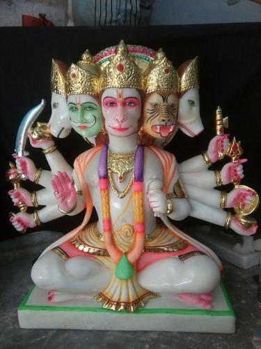 Marble Panchmukhi Hanuman Statue - Size: Varies (Specify As Per Requirement)