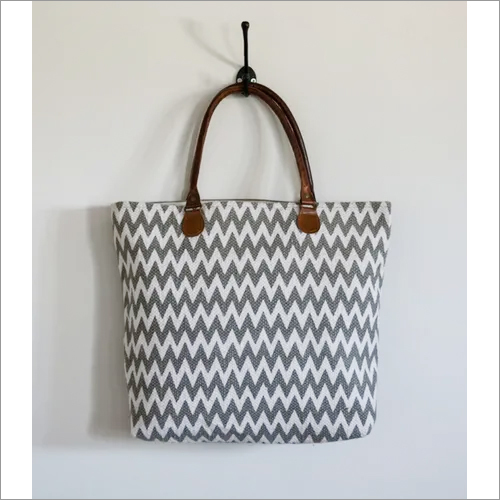 Vintage Darry Tote Bag - Cotton Fabric 18.5x14.5x4 inches | Multicolor Design, Genuine Leather Detailing, Button Closure
