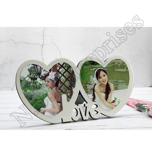 MD-054 Sublimation Crystal MDF Frame - Double Heart Shape, Size 180x350x12mm, Color White | Features 160x155mm & 155x155mm Printing Area, Pack of 24