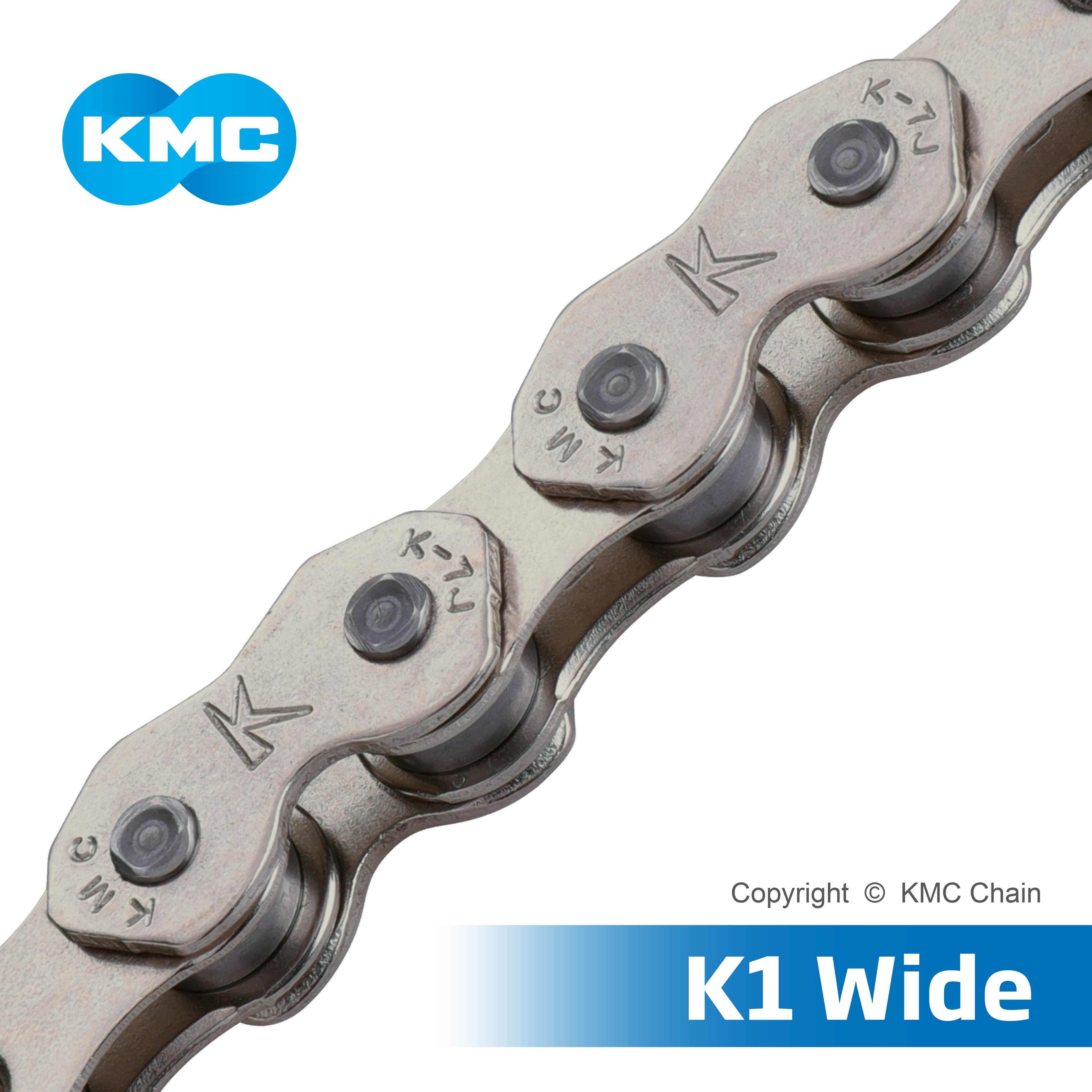 K1 Wide Bmx Bicycle Chain - Stainless Steel, 1/2" X 1/8" Size | Super Lightweight Gold Kool Chain, 9.5 Mm Pin Length, Compatible With Single Speed Drivetrain Systems