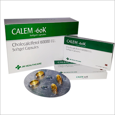 Calem-60K कोलेकलसिफेरोल सॉफ्ट जेलाटिन कैप्सूल