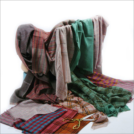 Pashmina Reversible Check Stripes Embroidered Pashmina Stoles