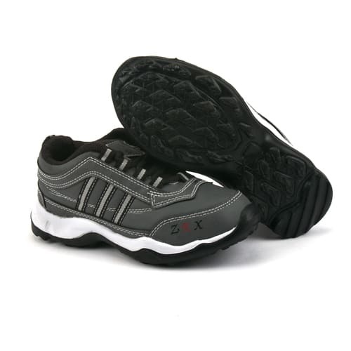 White And Gray Kids Grey & Black Sports Shoes