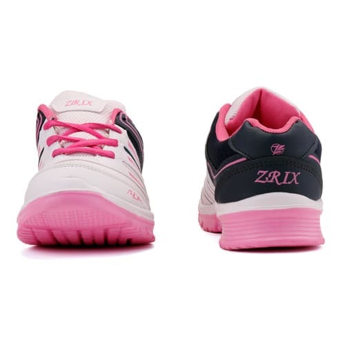 Durable And Safty Ladies White & Pink Sports Shoes