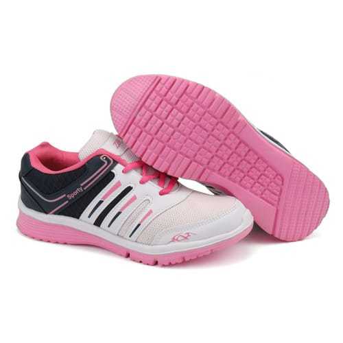 Durable And Safty Ladies White & Pink Sports Shoes