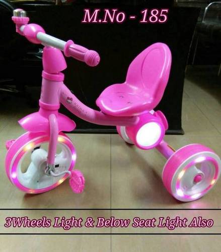 Kids Cycle - Plastic Material, 3 Wheels, LED Lights | Musical Bell, Durable Build, Easy Ride, Fun Design, Safe Ride, 4 Pcs in One Box