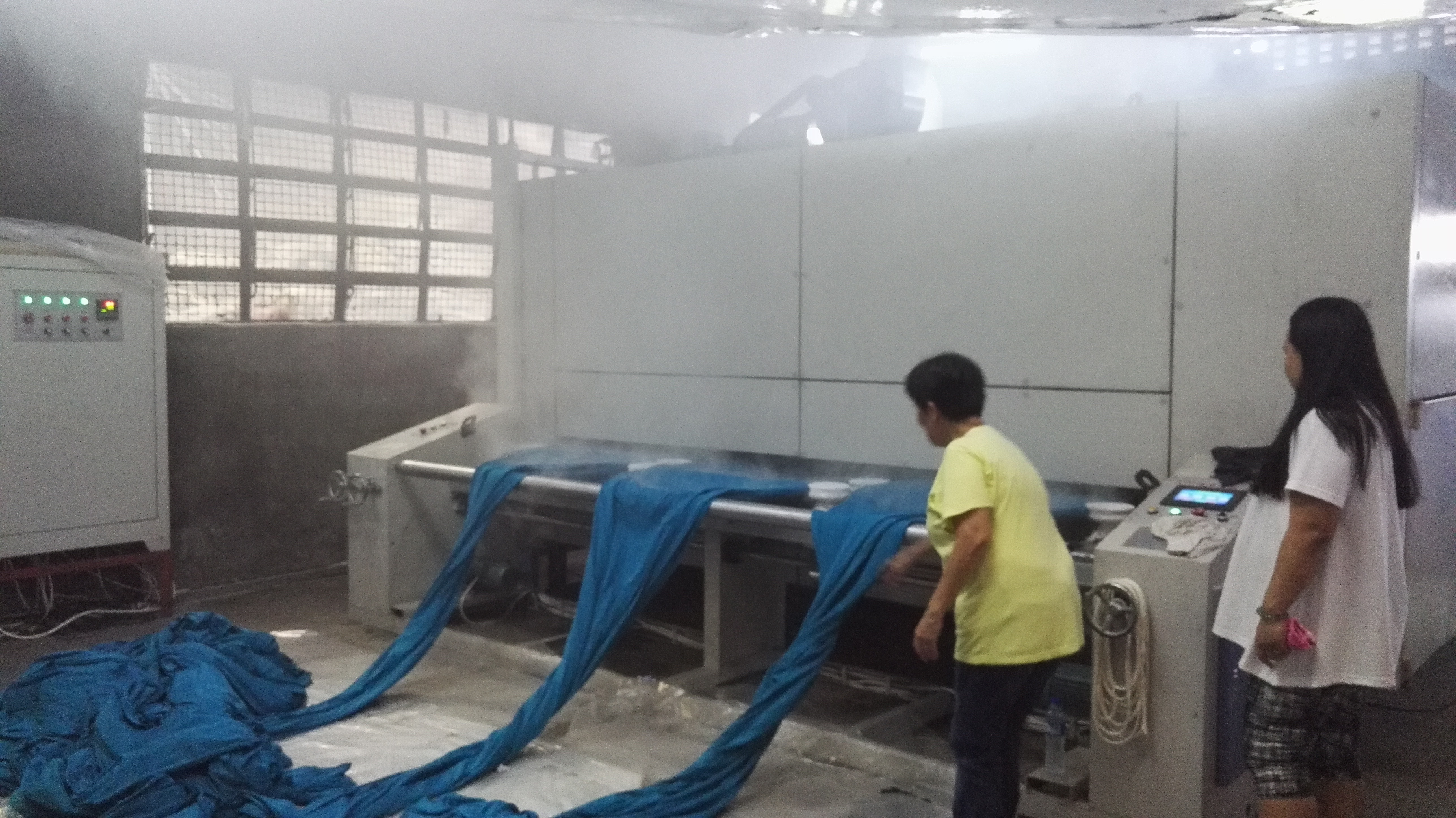Blue And Grey Fabric Heat Setting Machine