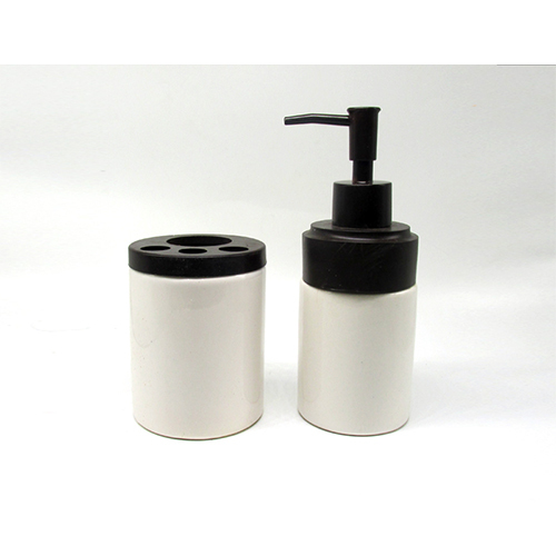 Ceramic Bathroom Set - White Glossy Finish , 4-piece Modern Round Accessories Collection
