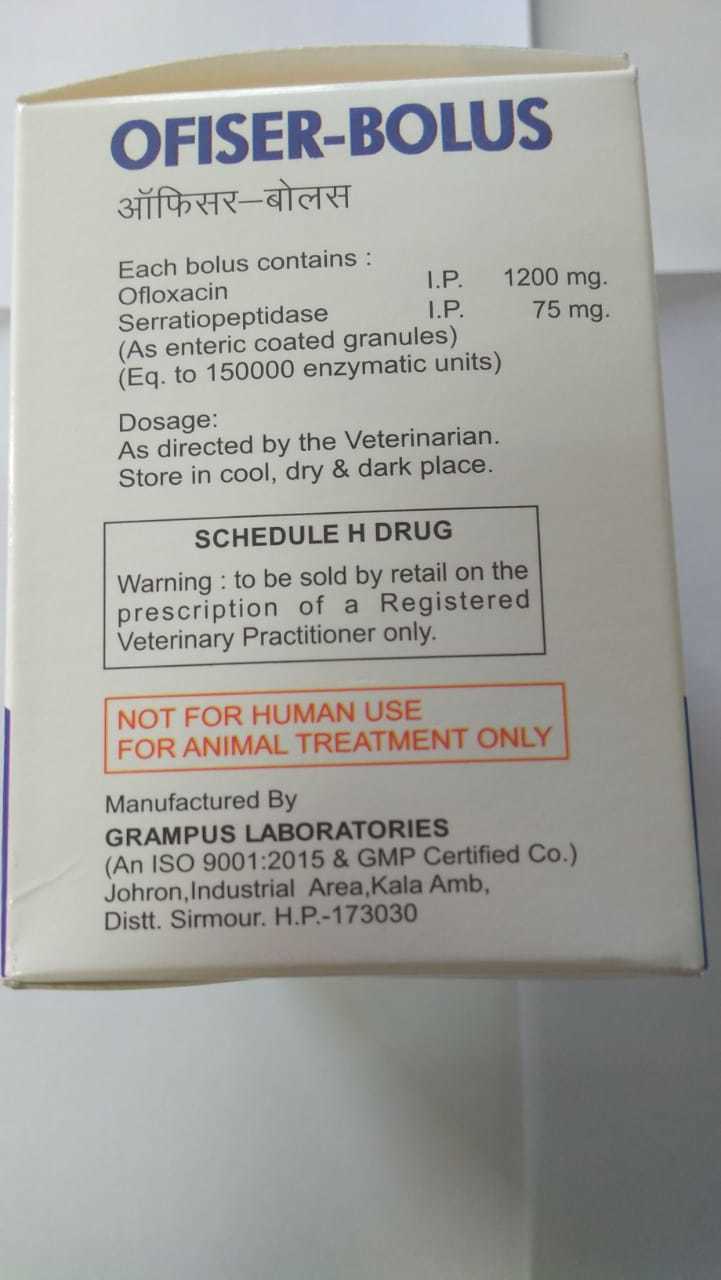 Tablets Ofloxacin Ip 1200mg+ Serratiopeptidase Ip 75mg