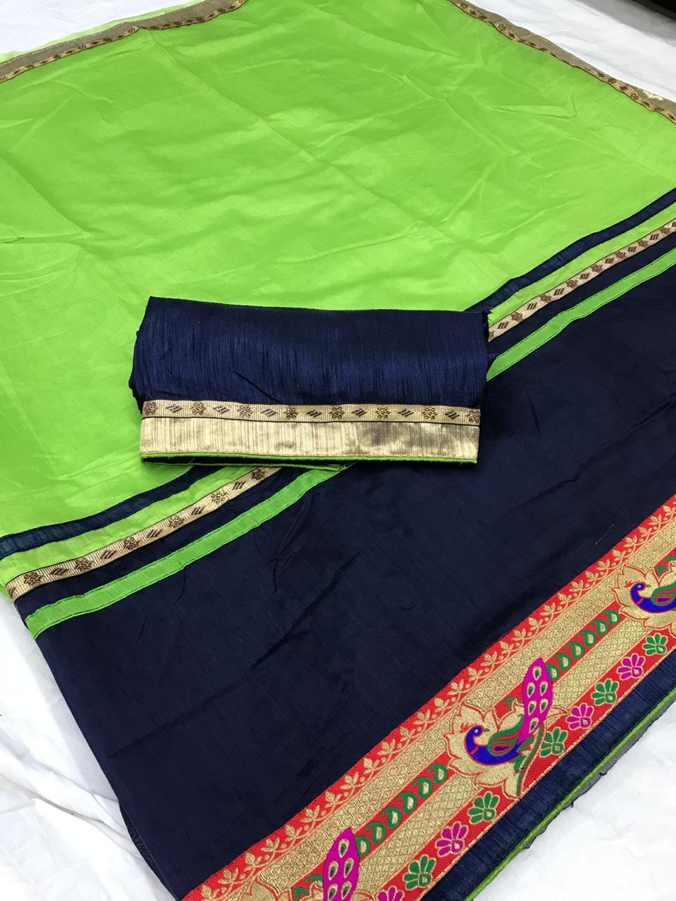 Designer Party Wear Saree - Semi Mudal Silk, 5.5 Mtr Length, Multi-color With Resam Embroidery, Bengali Silk Blouse