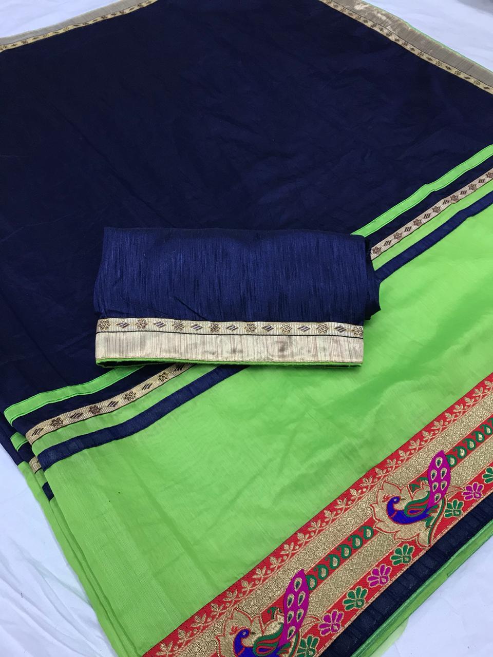 Designer Party Wear Saree - Semi Mudal Silk, 5.5 Mtr Length, Multi-color With Resam Embroidery, Bengali Silk Blouse