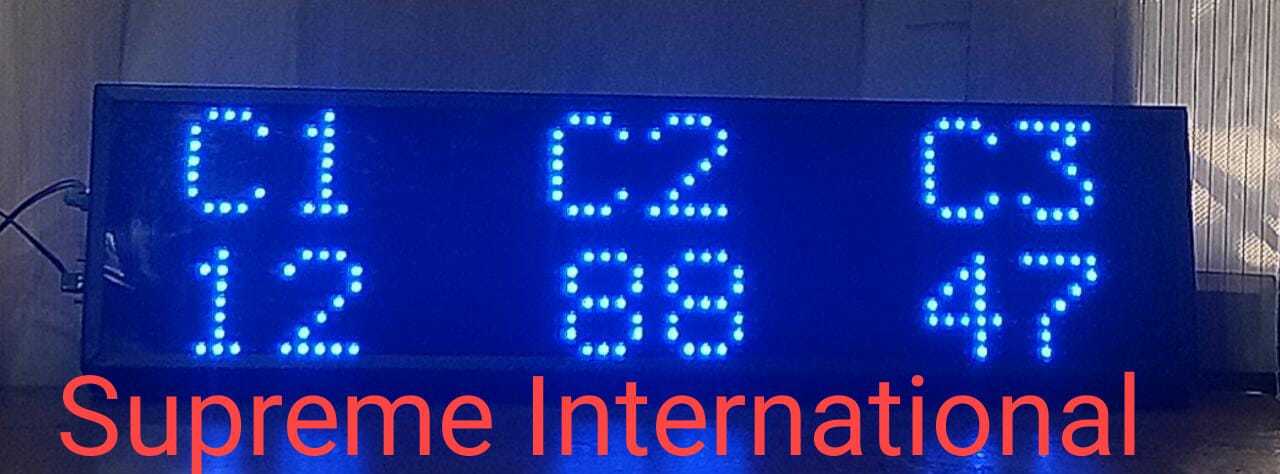 Red Wireless Token Number Display 3 Window One Display Panel With 3 Keypad Remote
