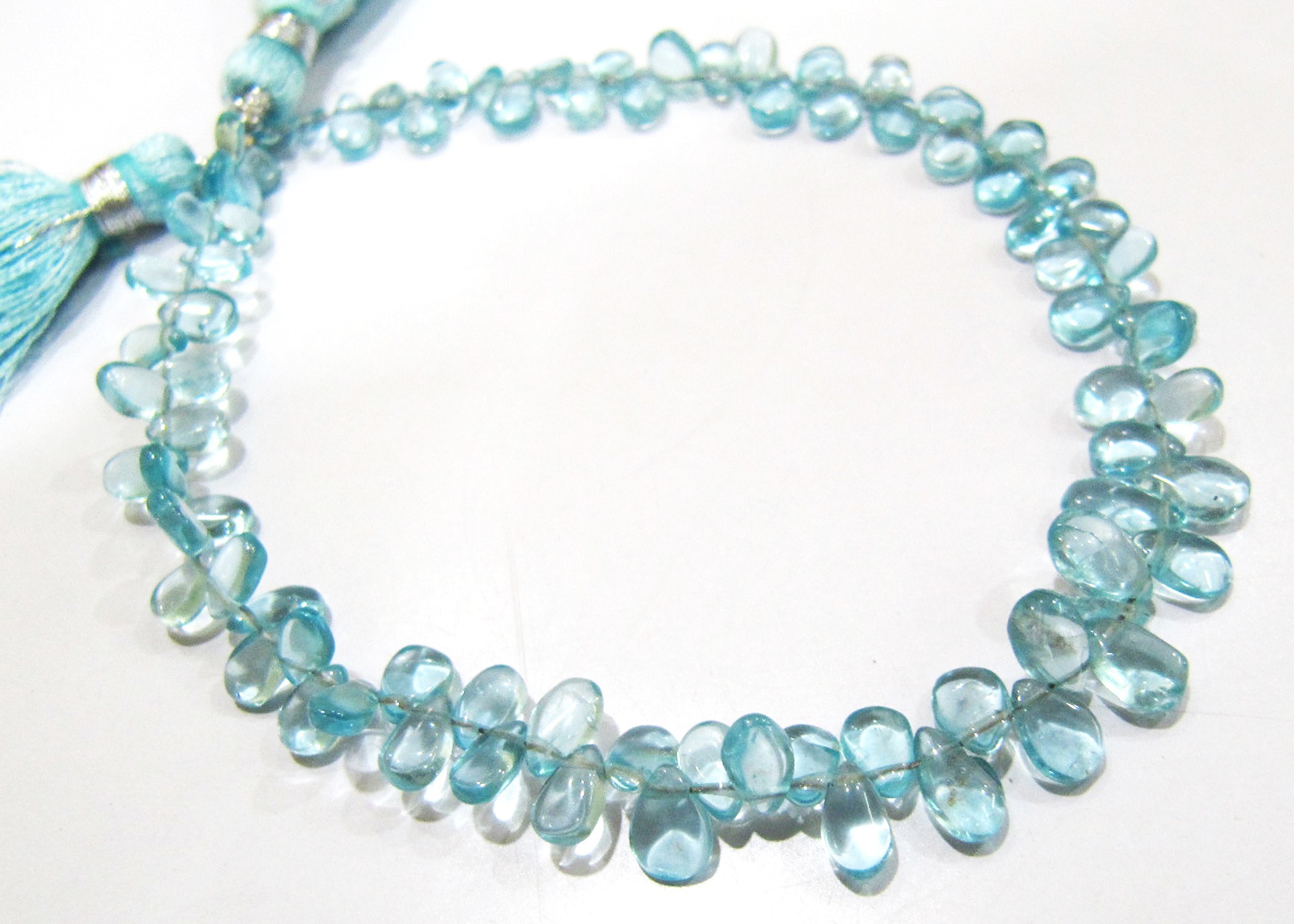 Aaa Quality Natural Blue Apatite Smooth Tear Drop Briolette Beads - Size 4x6mm To 5x7mm, 100% Natural Stone With No Dye Or Treatments, 8 Inches Long Strand With 75-80 Beads