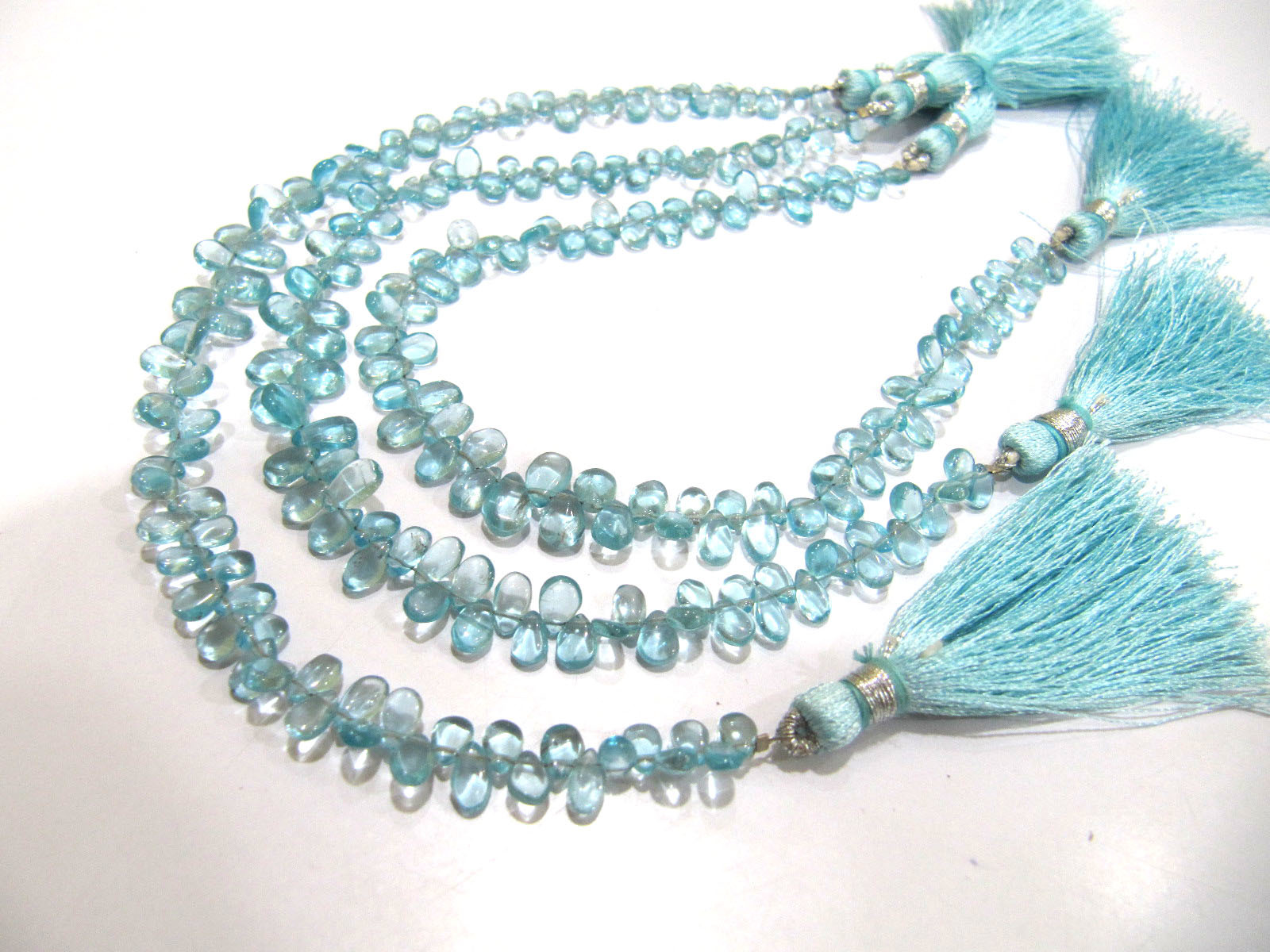 Aaa Quality Natural Blue Apatite Smooth Tear Drop Briolette Beads - Size 4x6mm To 5x7mm, 100% Natural Stone With No Dye Or Treatments, 8 Inches Long Strand With 75-80 Beads