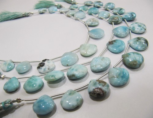 ब्लू एएए क्वालिटी नेचुरल लारिमर स्मूथ हार्ट शेप बीड्स