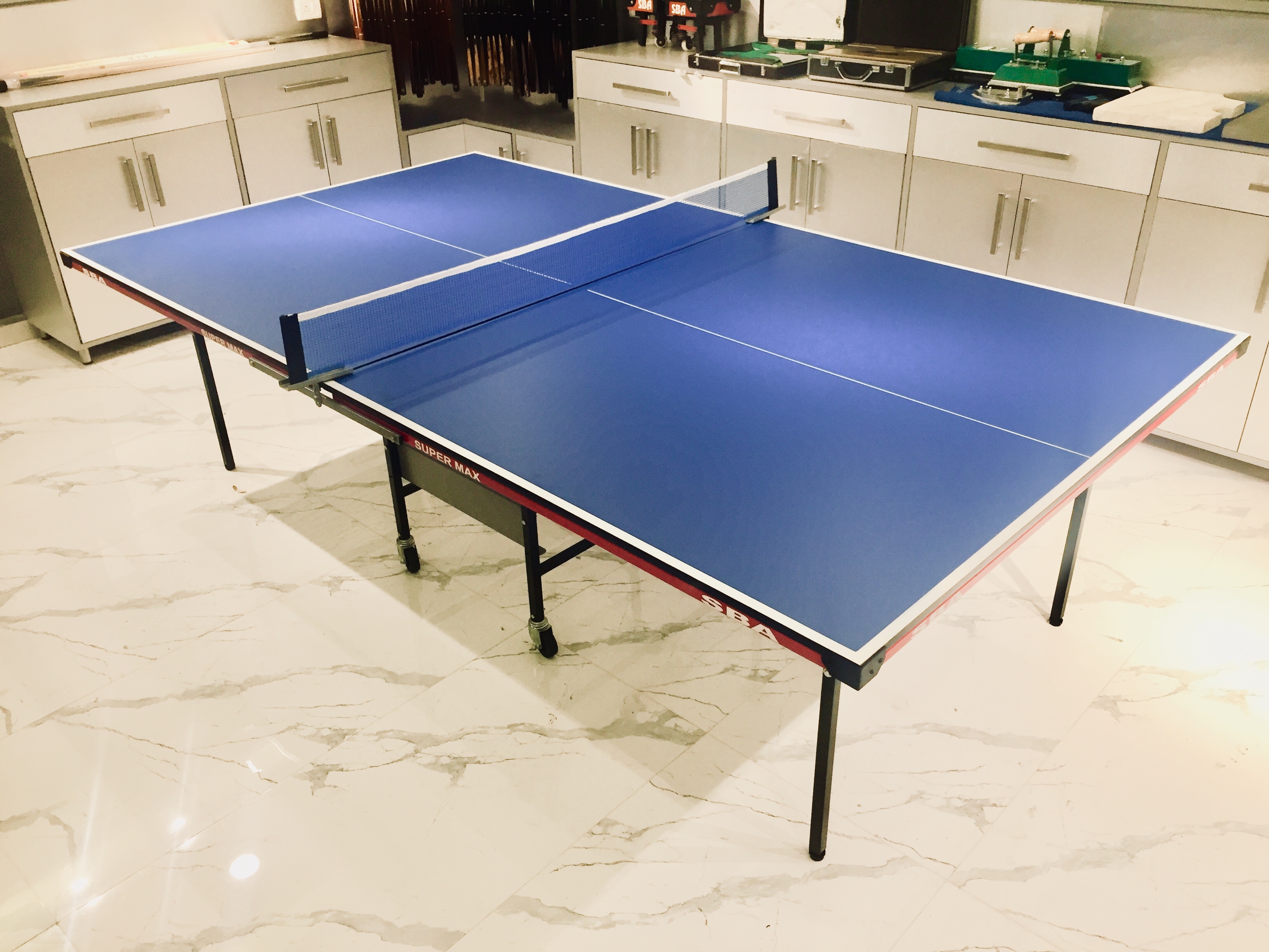 Super Max Table Tennis Table - 18mm Thick Imported Laminated Surface, 9x5 Feet Size | Durable Steel Tube Legs, Nylon Net, Includes Rackets And Balls