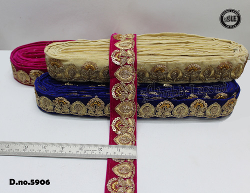Velvet Sequence Embroidery Border