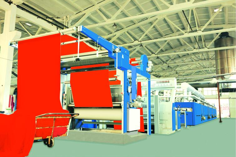 Heat-setting Stenter - Stainless Steel, 18000mm Long X 2700mm Wide X 3000mm High | 12 Ton Weight, Dual Power Supply, Precision Edge Spreader, High-speed Mechanical Operation, Durable Jewelry Blue + Crystal White Finish
