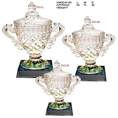 Crystal Trophies - Transparent Crystal, 7-12 Inch Round Design | Sport Trophy Award, Artificial Decoration For Business Gifts And Home Use
