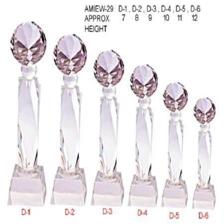 Crystal Trophies - Transparent Crystal, 7-12 Inch Round Design | Sport Trophy Award, Artificial Decoration For Business Gifts And Home Use