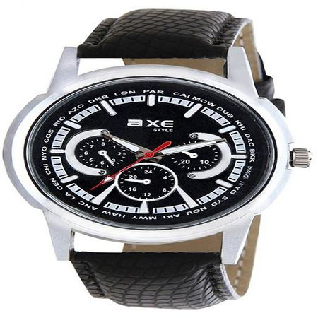 Metallic Leather Wrist Watches