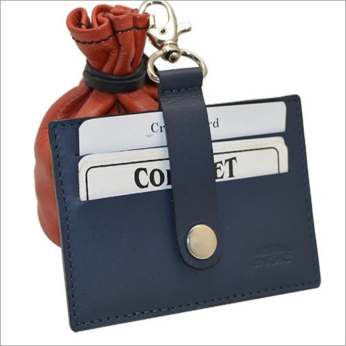 Navy Blue Leather Card Holder