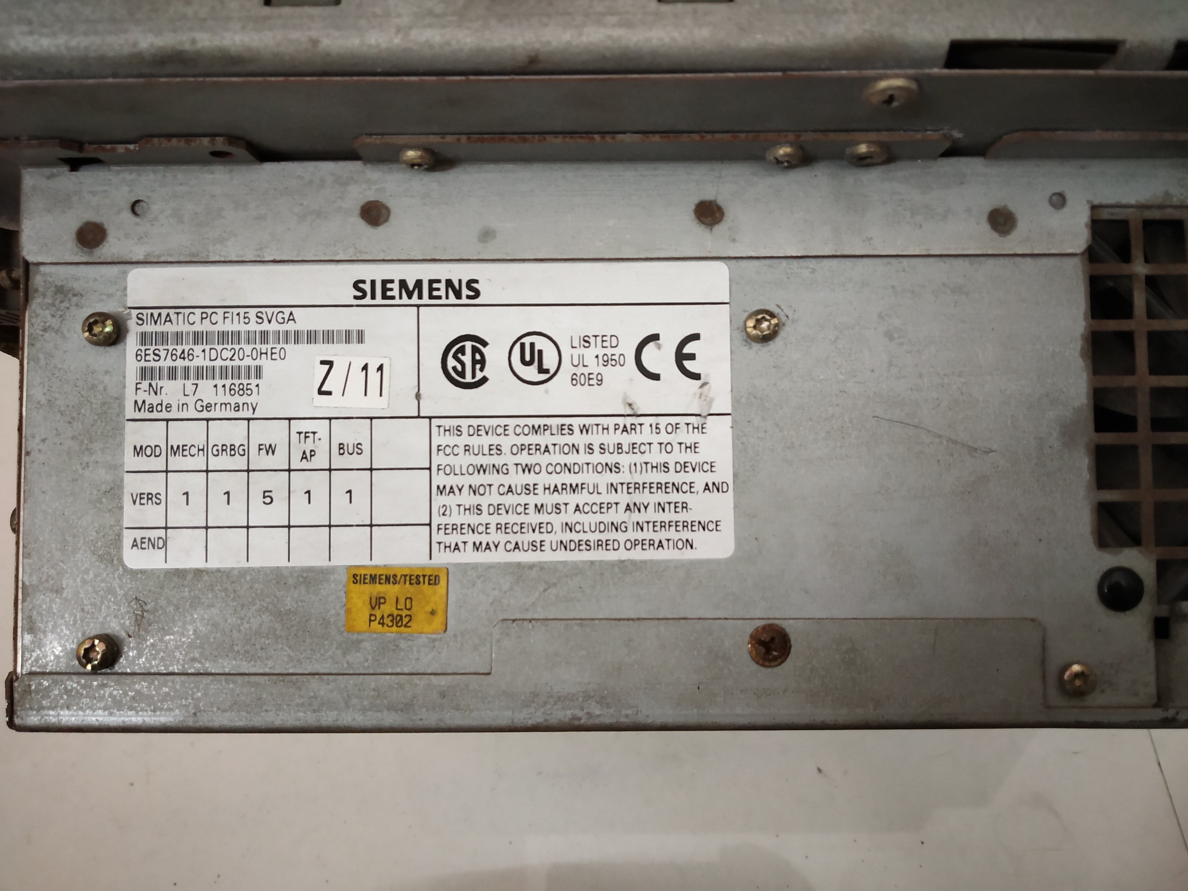 Fiber Siemens Simatic Pc Fi15 Svga