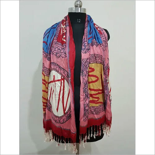 विस्कोस पश्मीना कोरल प्रिंट