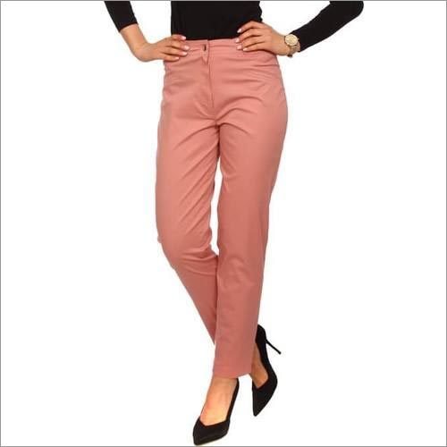 Ladies Pants - Canvas Material, Slim Fit Design, Pink Color | Tear Resistant, Washable, Perfect for Professional Women