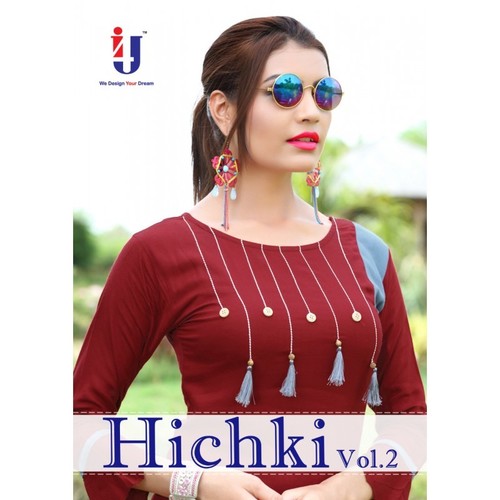 Fancy Rayon Designer Kurtis Hichki Vol 2 - 6 Piece Collection, 14 Kg Rayon Fabric, Sizes M-XXL | Ideal for Casual, Ethnic, and Party Wear