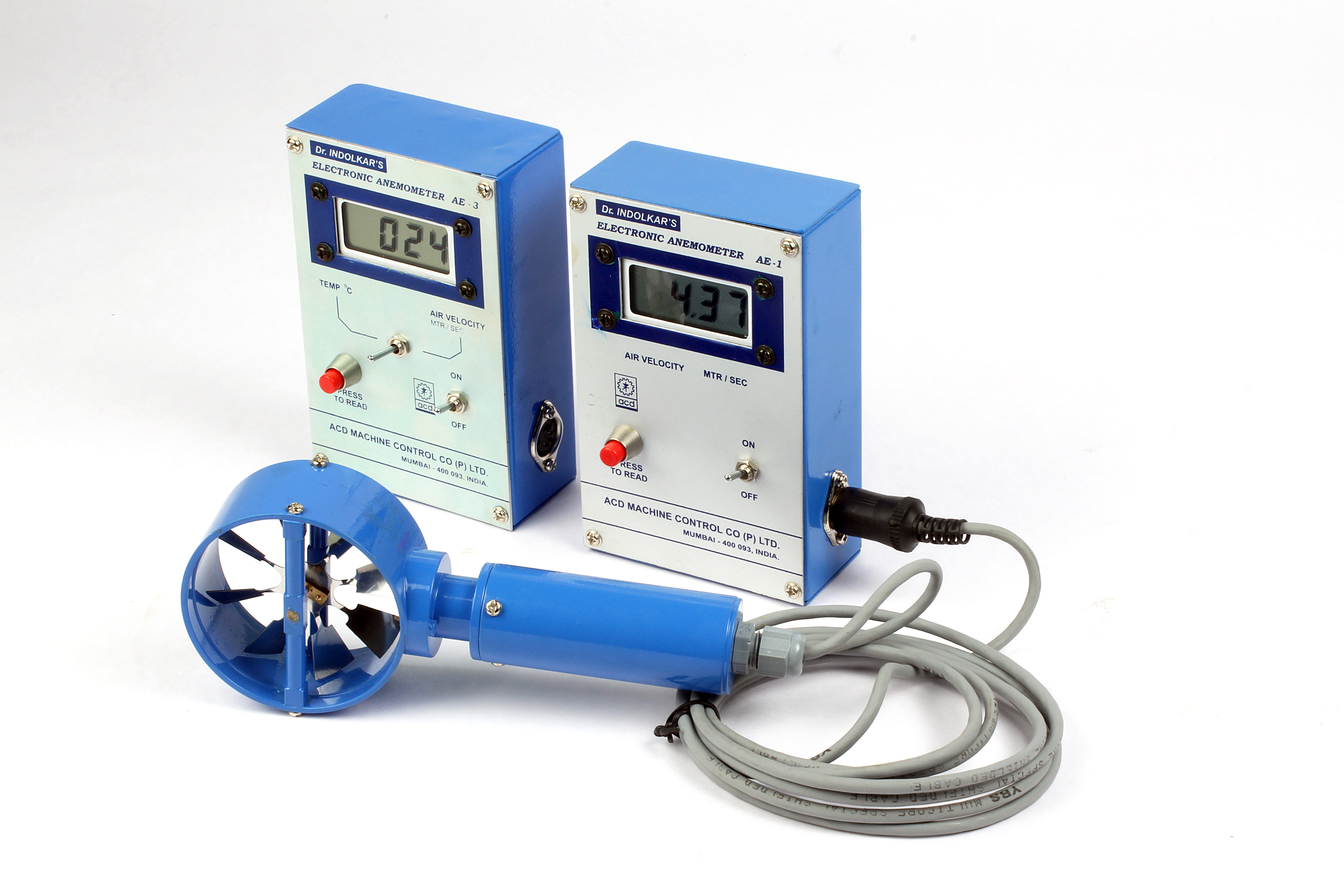Electronic Anemometer - Stainless Steel Sensing Head, 7.24 X 2.75 X 1.57 Inches | Direct Digital Air Velocity Measurement, 10 Mhz Frequency, ±2% Accuracy, Optional Air Temperature Measurement