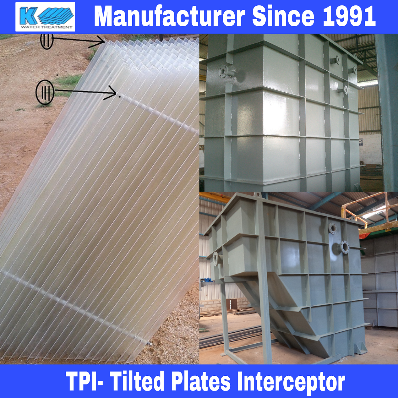 Tilted Plate Interceptor - Mild Steel & Stainless Steel, 2.5x1x2.5 Meter, Blue | Automatic Operation, 1 To 10000 T/hr Capacity, 12 Months Warranty