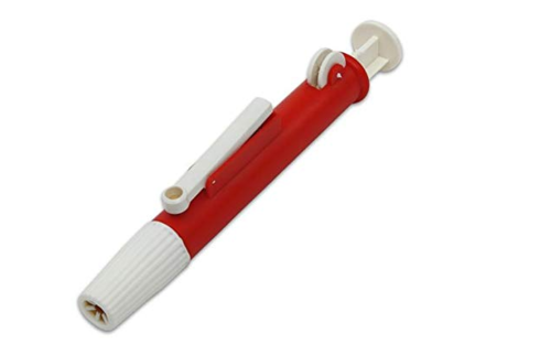 Pipette Pump - Plastic Material, Zip-Quick Emptying, 2ml/10ml/25ml Capacities - Red, Moulded Chuck with Silicon Rubber for Standard Pipettes
