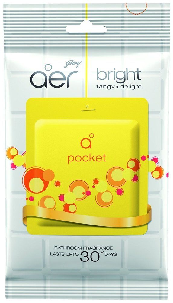 Godrej Aer Pocket Bathroom Fragrance - 10 G (Bright Tangy Delight) Pack Of 6