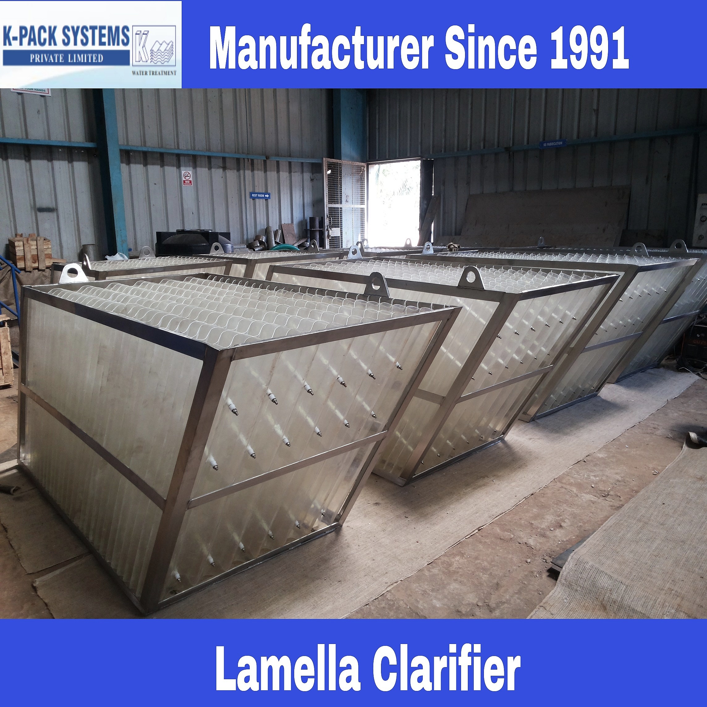 Lamella Clarifier - Mild Steel & Epoxy Paint, 4x1x3.5 Meter , 1 To 10,000 Ton/day Capacity, Full Automatic Operation, Efficient Suspended Solid Separation