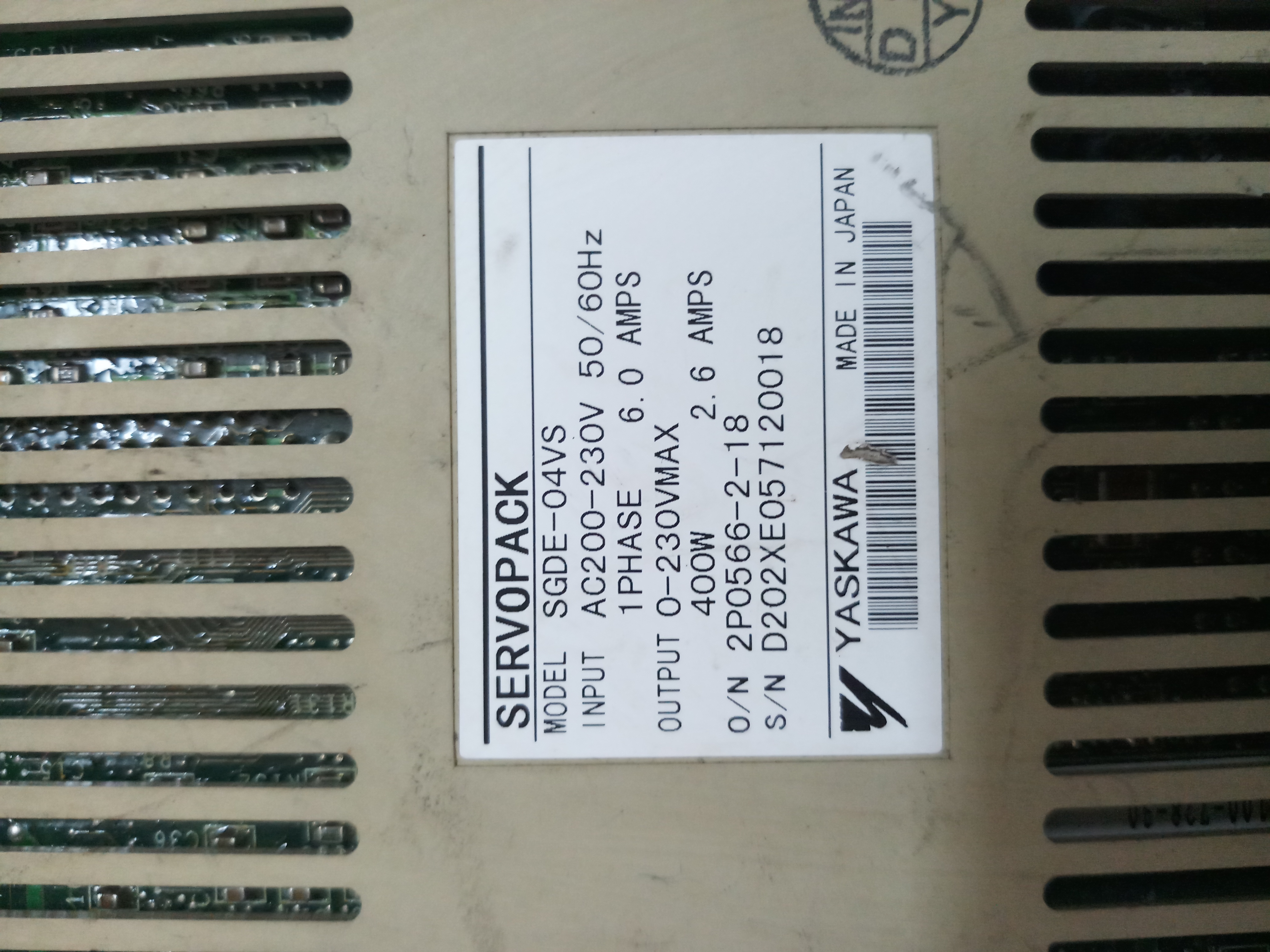 Yaskawa Sgde-04vs - Fiber Material, Used Component With Spare Parts, Versatile And Reliable Performance