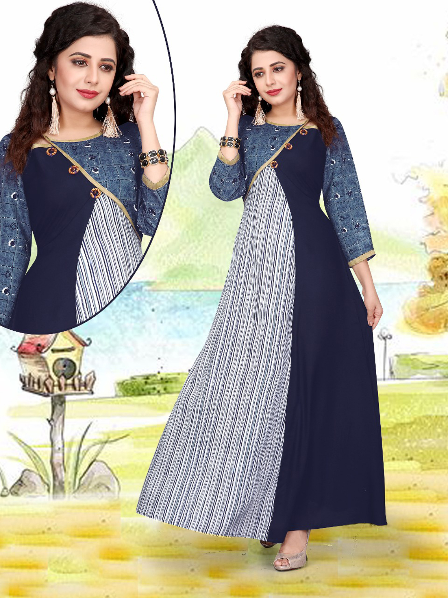 As Per Image Chiffon Kurti