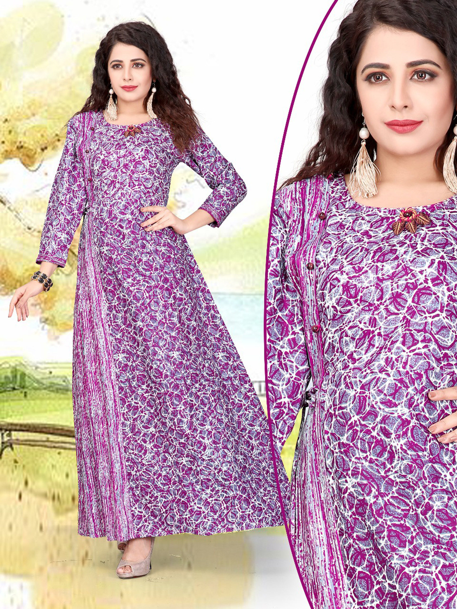 As Per Image Chiffon Kurti