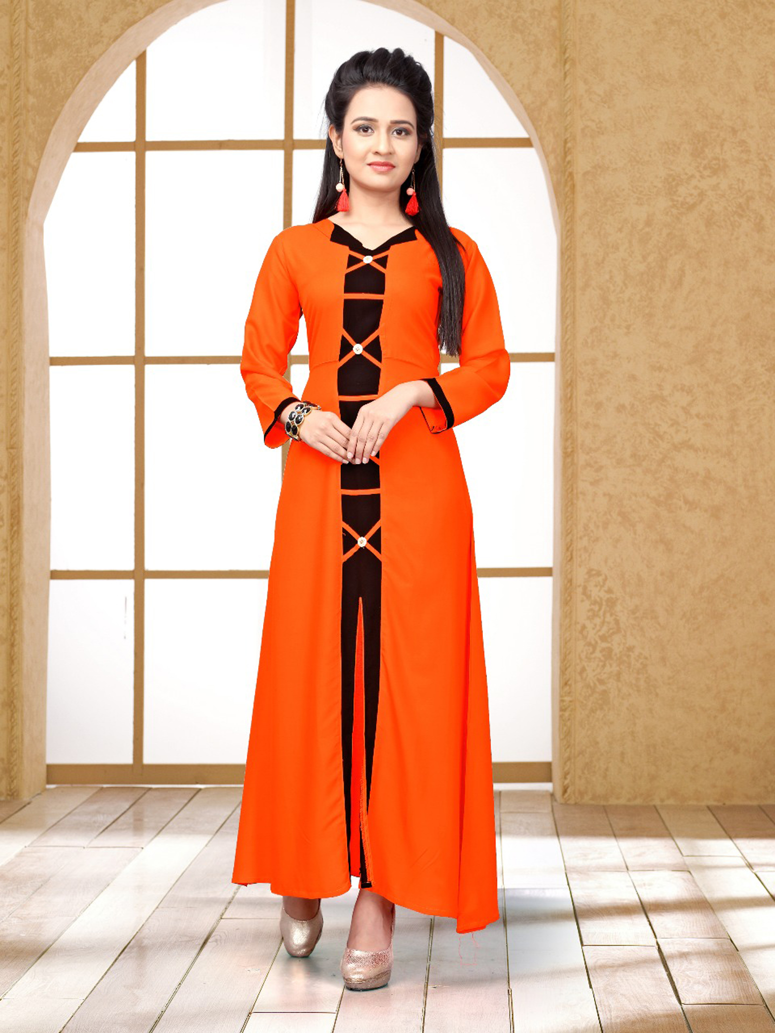 Fancy Kurties - Rayon Slub Cotton, Full Sleeves Ethnic Kurti In Sizes L And Xl, Printed Design, All Season Wear