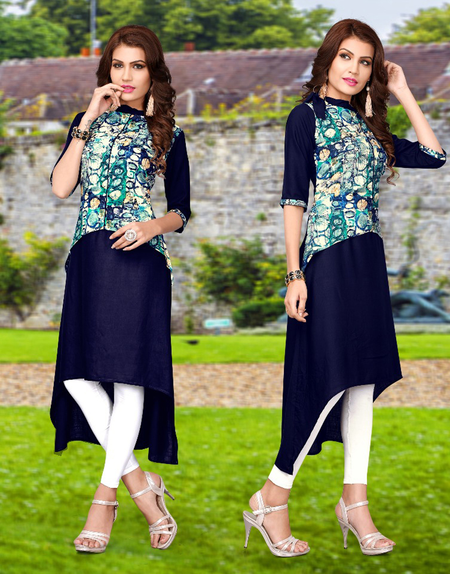 Fancy Kurties - Rayon Slub Cotton, Full Sleeves Ethnic Kurti In Sizes L And Xl, Printed Design, All Season Wear