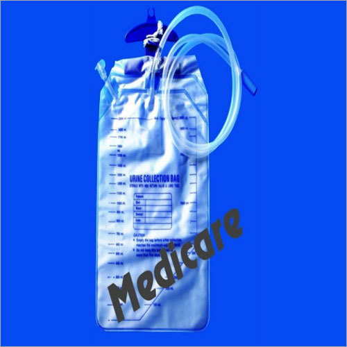 Urine Bag - 2000ml PVC With 100cm Kink Resistant Tubing, Non-Return Valve, T-Outlet, Moulded Handle for Easy Handling and Measurement