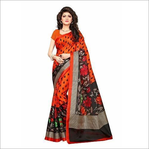 Green Jute Silk Printed Sarees