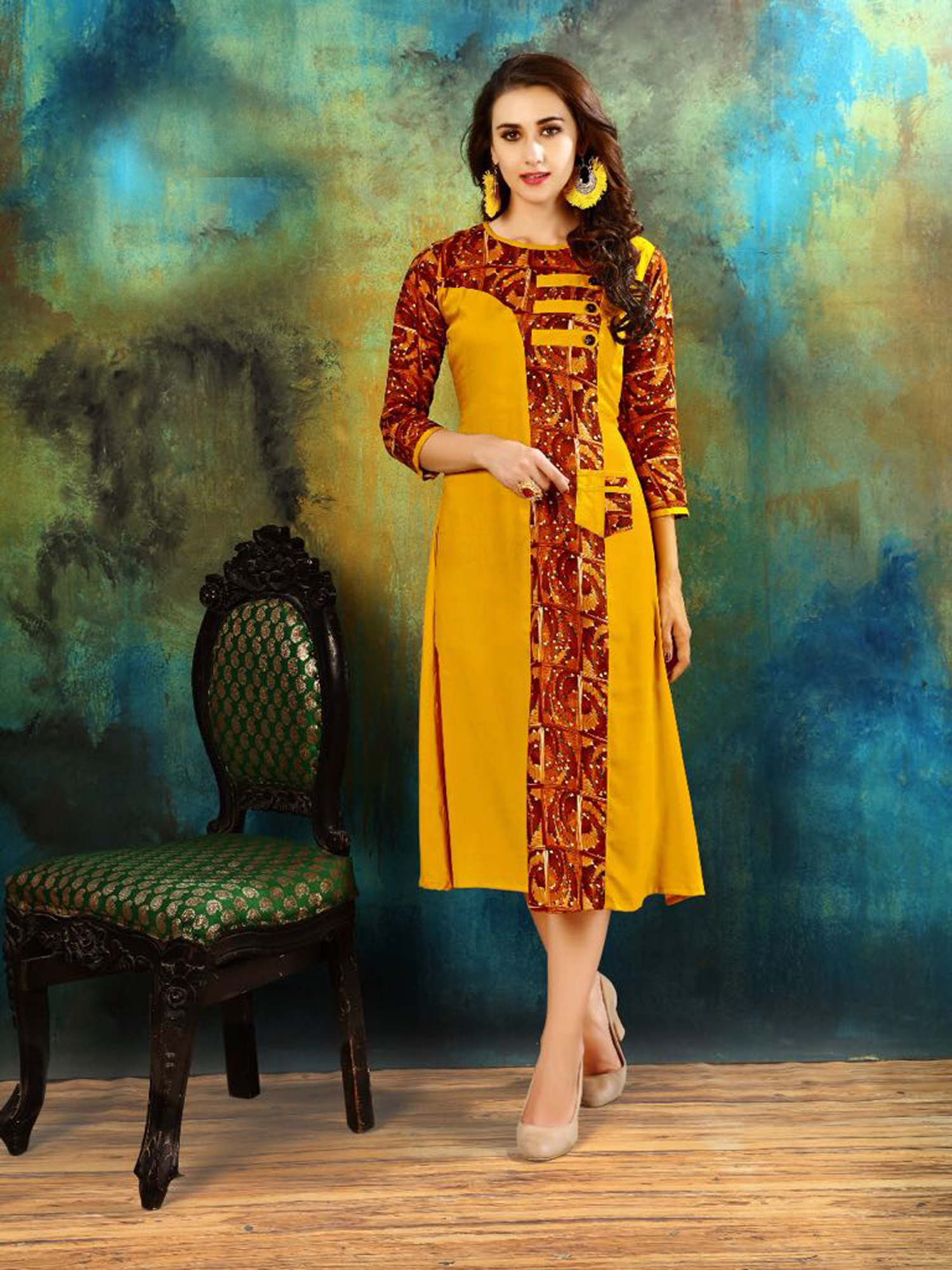 Selfie Kurti - Rayon, Trendy Dress With Embroidered Pattern | Full Sleeves, All Season Fashion
