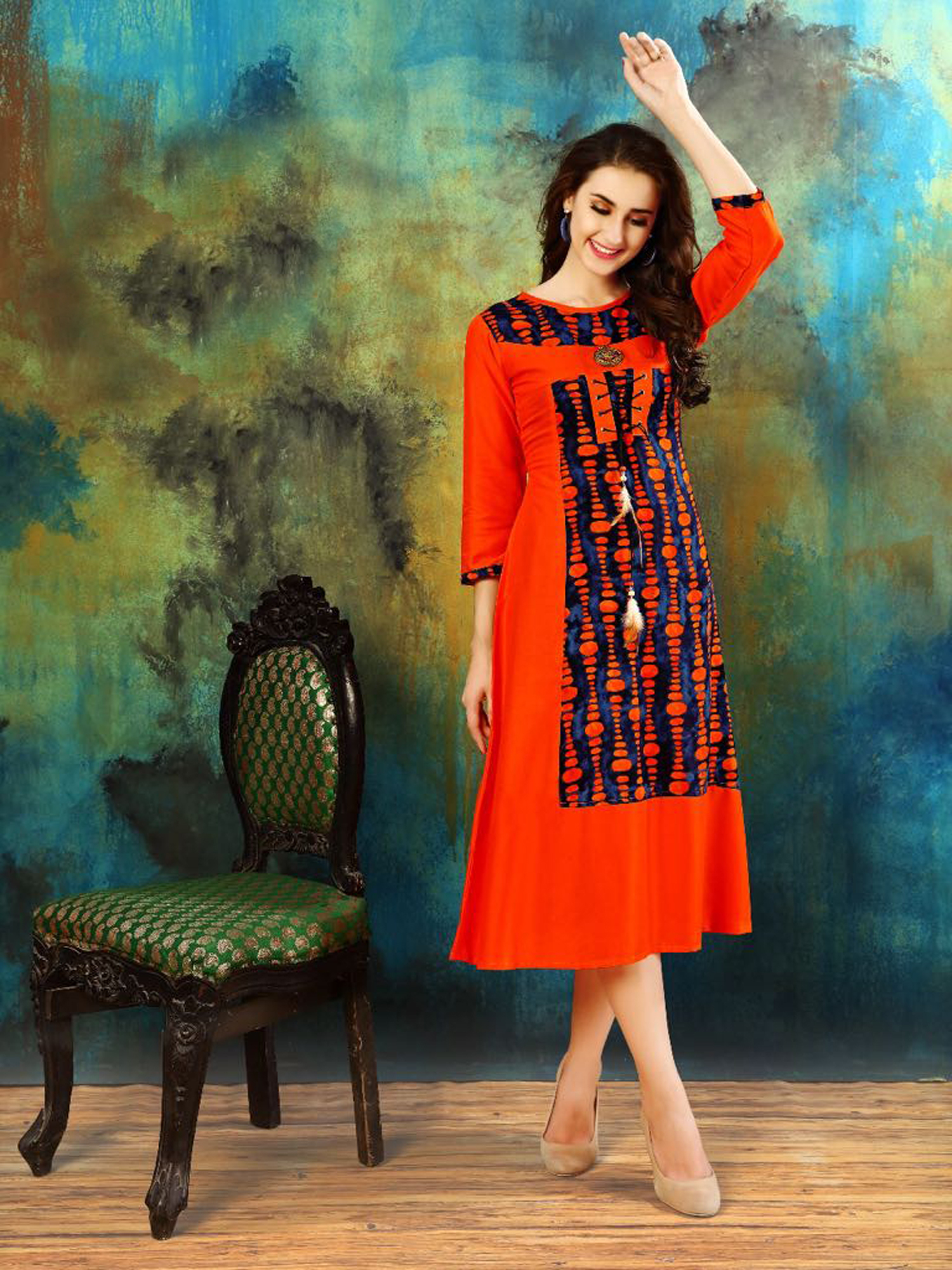 Branded Kurti - Rayon Material, Printed Pattern, Full Sleeves | All Season Western Ethnic Wear