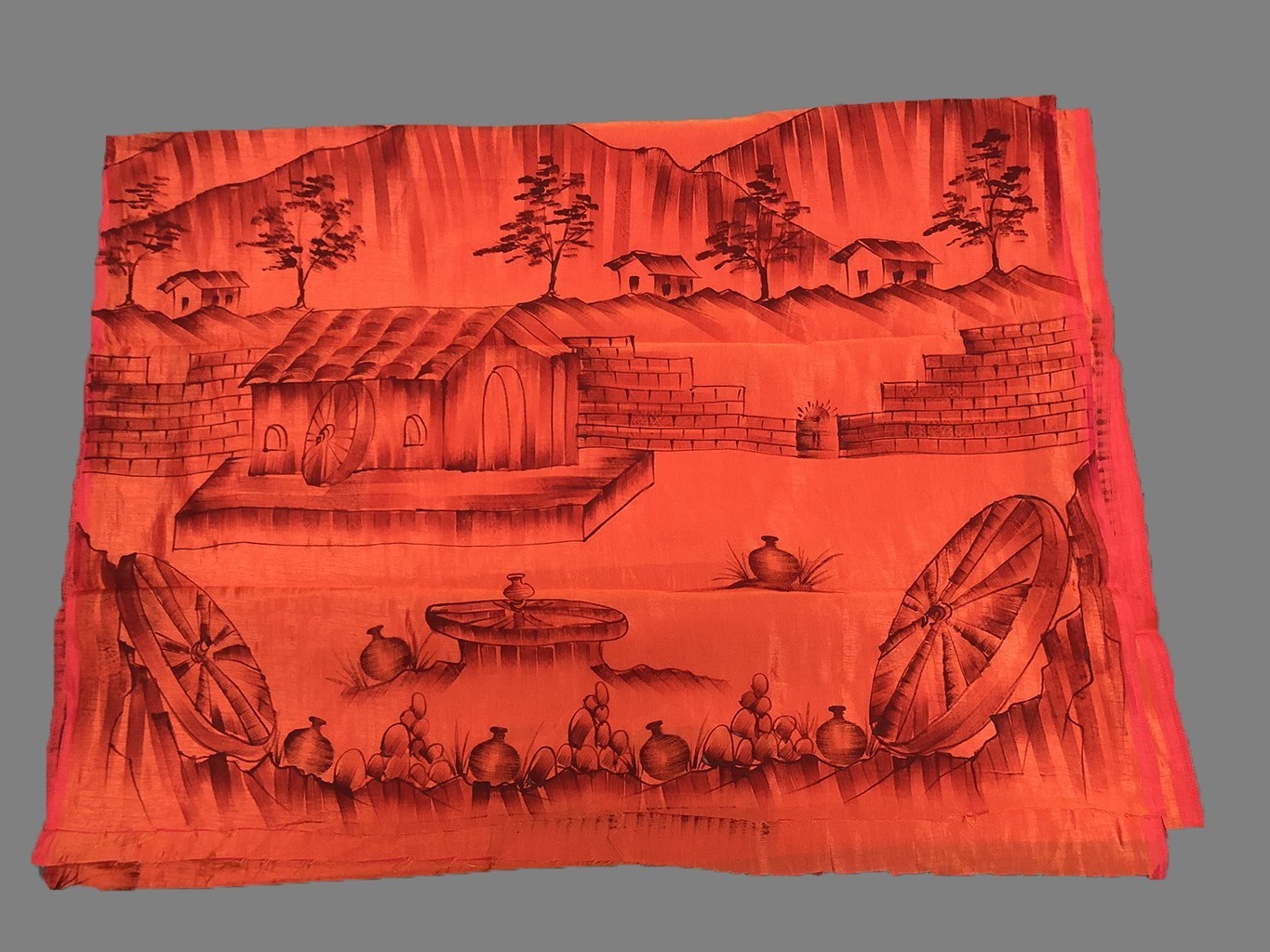 Hand Brush Paint Banglori Silk Saree