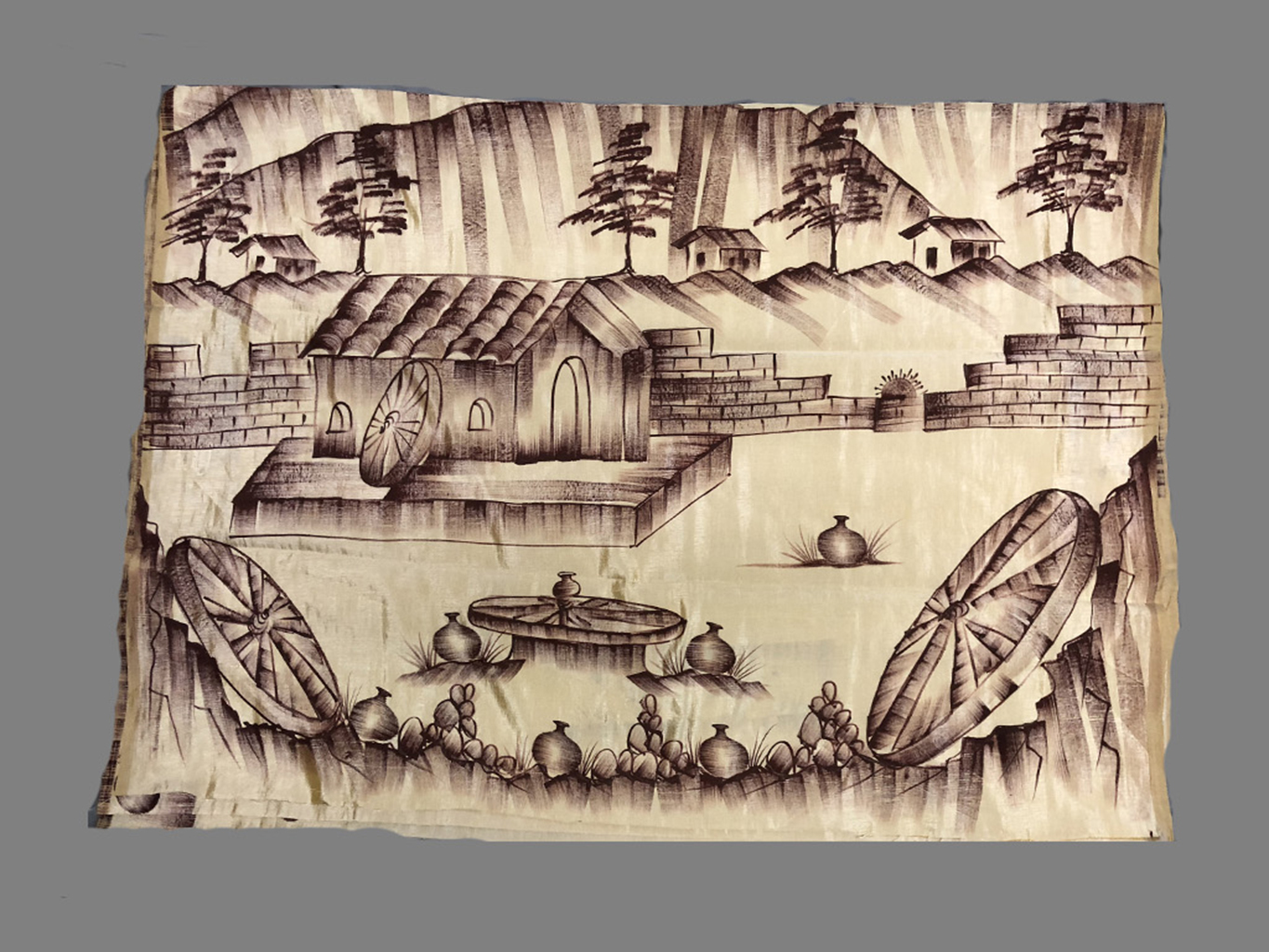 Hand Brush Paint Banglori Silk Saree